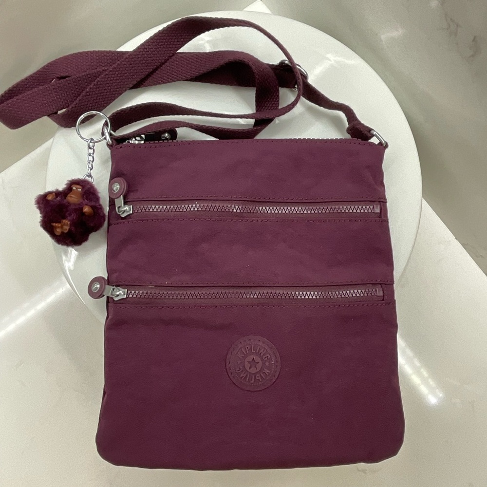 Kipling Keiko Crossbody, Dark Plum Tonal Crossbody bag purse